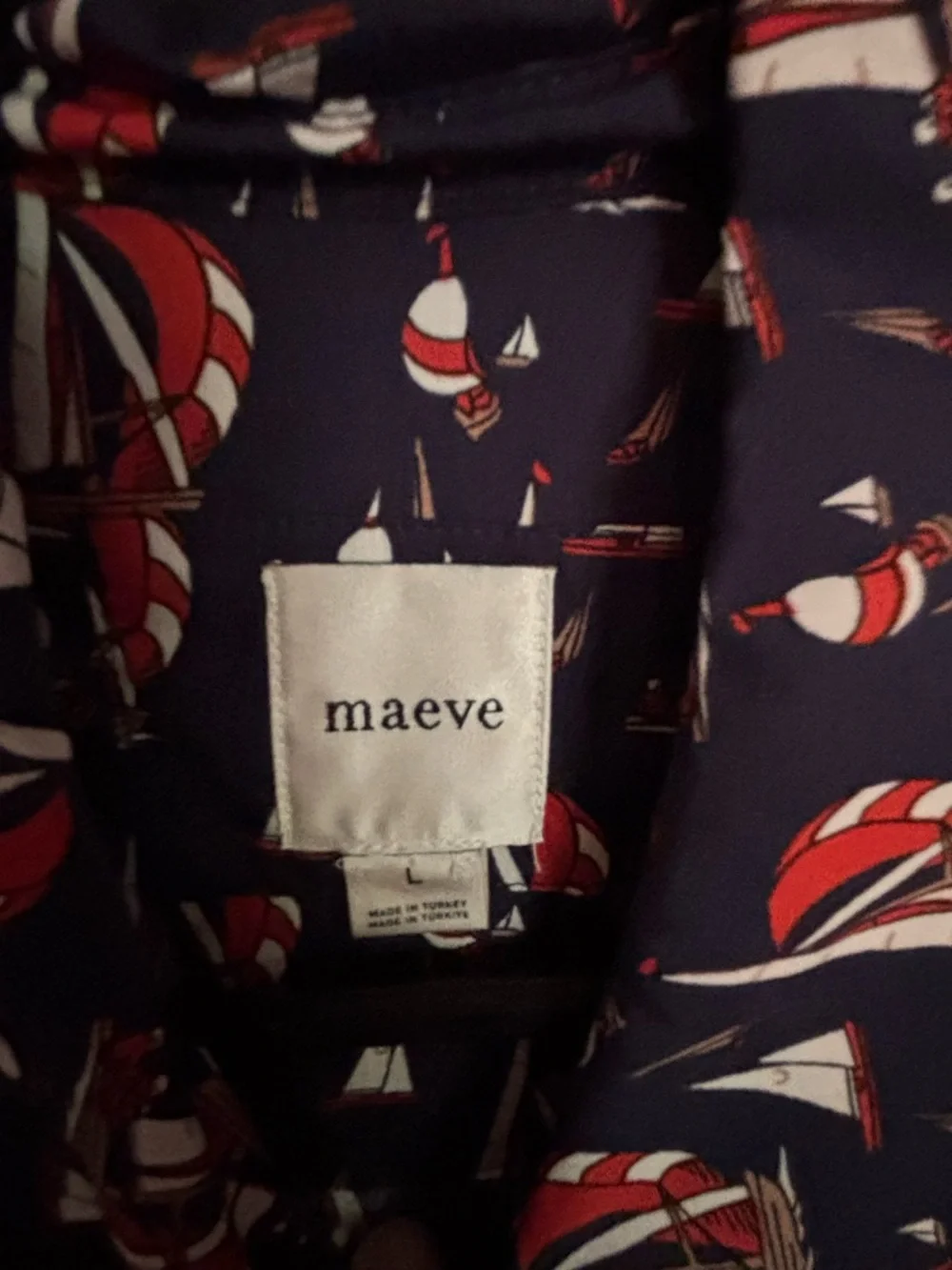 Anthropologie Maeve Bettina tiered shirt dress sailboats size L - Picture 4 of 4